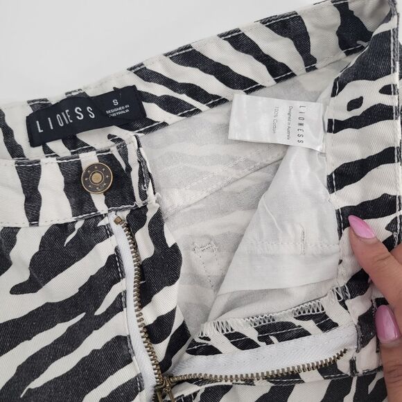 Lioness Alabama Zebra High-Waisted Split Leg Jeans Small - Picture 7 of 13